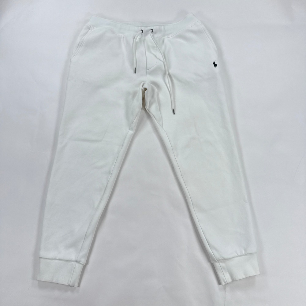 Polo Ralph Lauren Double Knit Joggers Mens Medium White Tech Sweatpants Pony